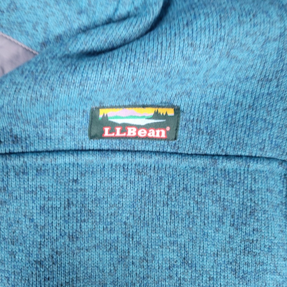 LL Bean Sweater Fleece Pullover Womens Size M Teal  Snap Mock Neck iSpeak Logo - Picture 3 of 9